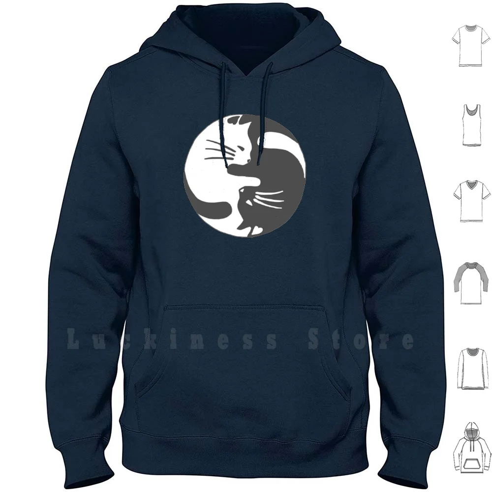 Ying Yang Kitty Hoodies Cat Kitty Ying Yang Yin Yang Tumblr Hipster Black White Peace Relax