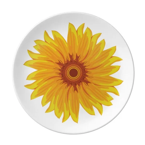 

Yellow Sunflower Plant Flower Dessert Plate Decorative Porcelain 8 inch Dinner Home