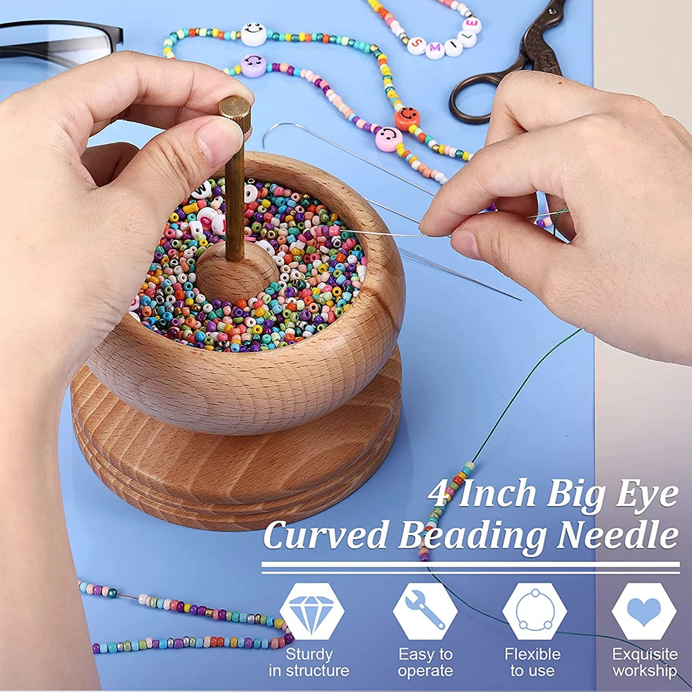 5PCS 4 Inch Big Eye Curved Beading Needles Stainless Steel Sewing Needles DIY Bead Spinner Needles Craft Making Sewing Tools