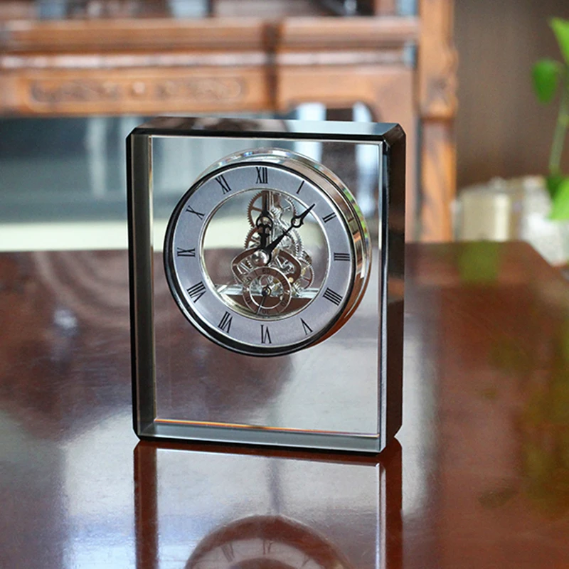 Antique Design Table Clock Home Decoration Clear Crystal Mechanical Clock Living Room Decoration