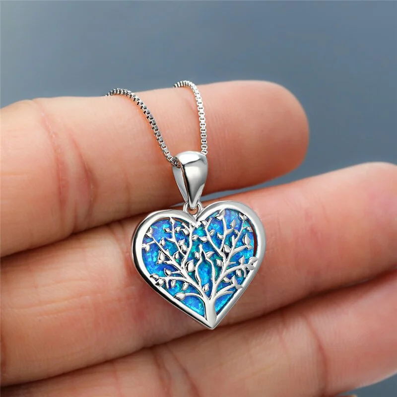 

Women Earrings Alloy Tree Of Life Opal Heart Pendant Necklaces Wedding Classic Chain On The Neck Birthday Gift