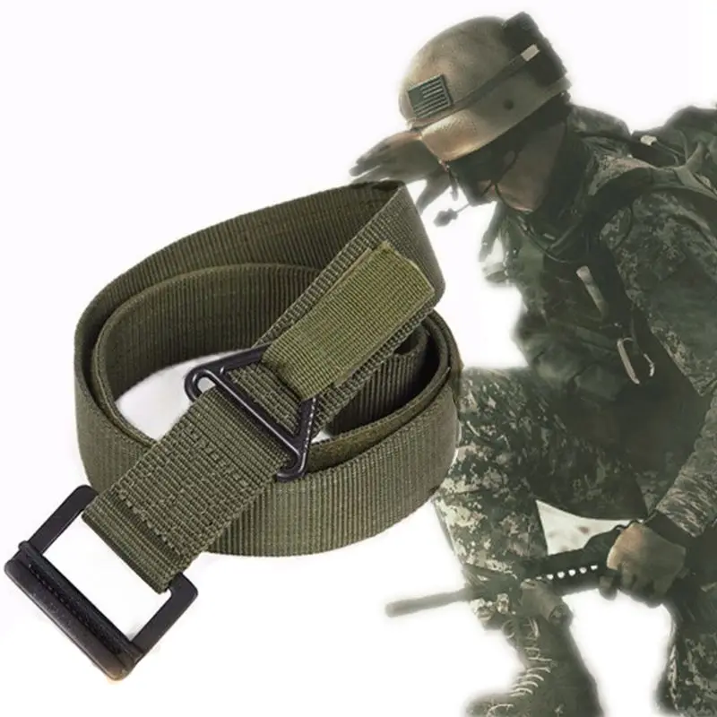 

125cm Outdoor Nylon Combat Duty Rescue Rigger Tactical Belt Accessories Hunting Waist Support Belt Black