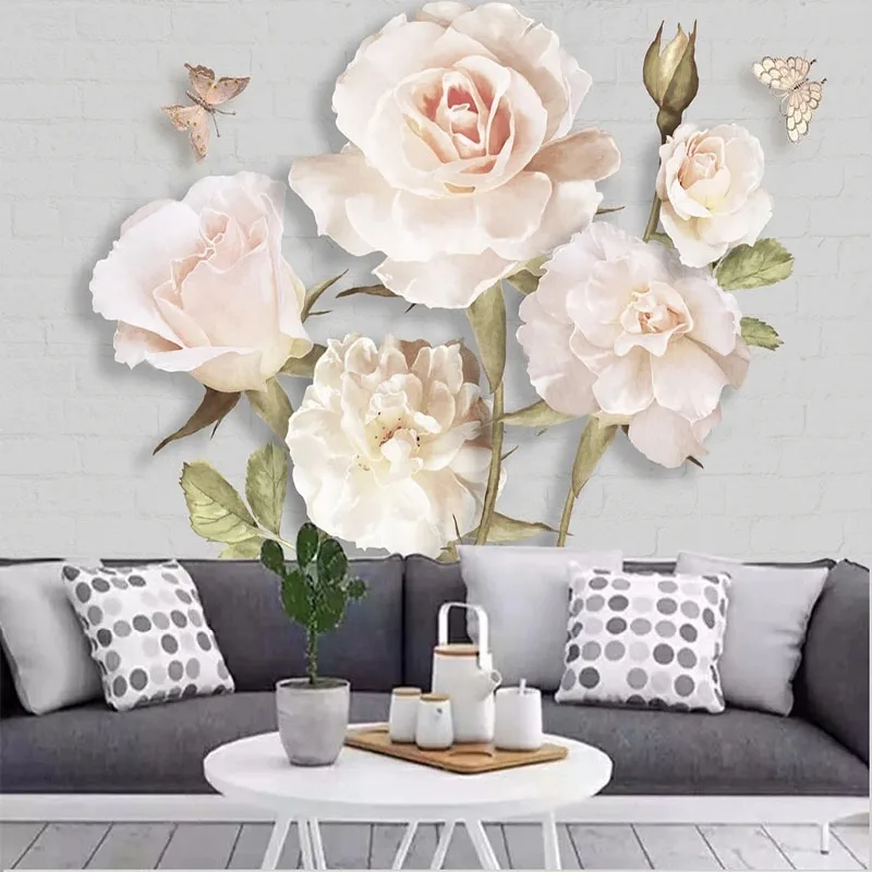 

Custom Wallpaper 3D Jane European Hand Painted Elegant Rose Background Home Decor Self-Adhesive Canvas Wall Stickers Papel De Pa