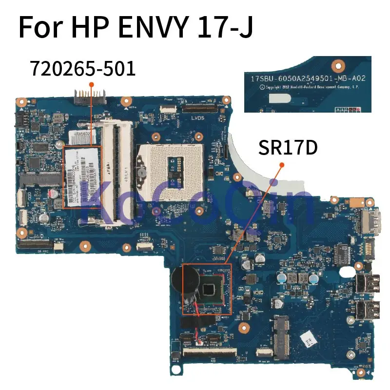 

Материнская плата для ноутбука HP ENVY 17-J 17-J017CL M7-J материнская плата для ноутбука 720265-501 720265-001 6050A2549501 SR17D HM87 DDR3