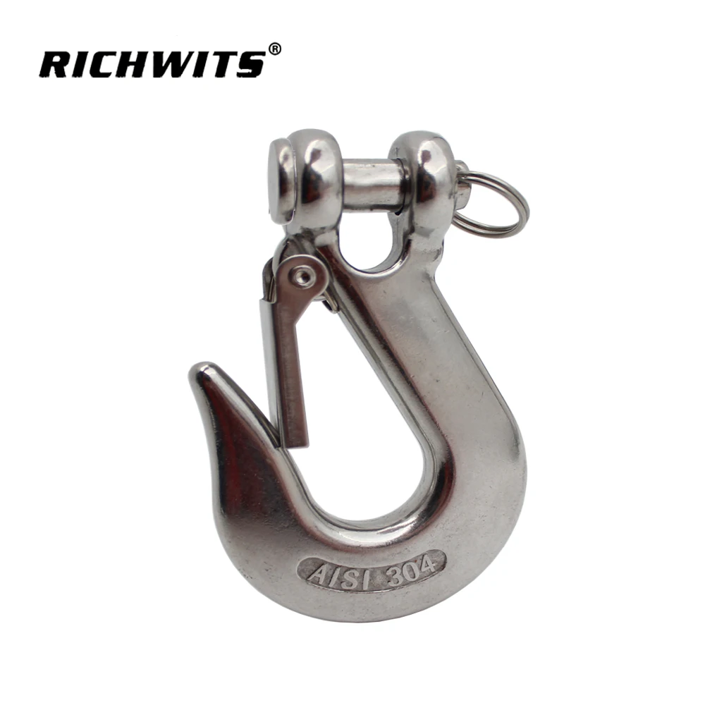 Heavy Duty Stainless Steel Marine Grade Crane Hook Clevis Hook  1/4 (1000lbs)  5/16 (1500lbs) 3/8 (2000lbs))  1/2 (3000lbs)