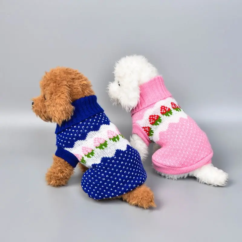 Cartoon Cat Dog Clothes Warm Christmas Sweater For Small Yorkies Chihuahua Winter Pet Cat Clothing Coat Knitting Crochet Apparel