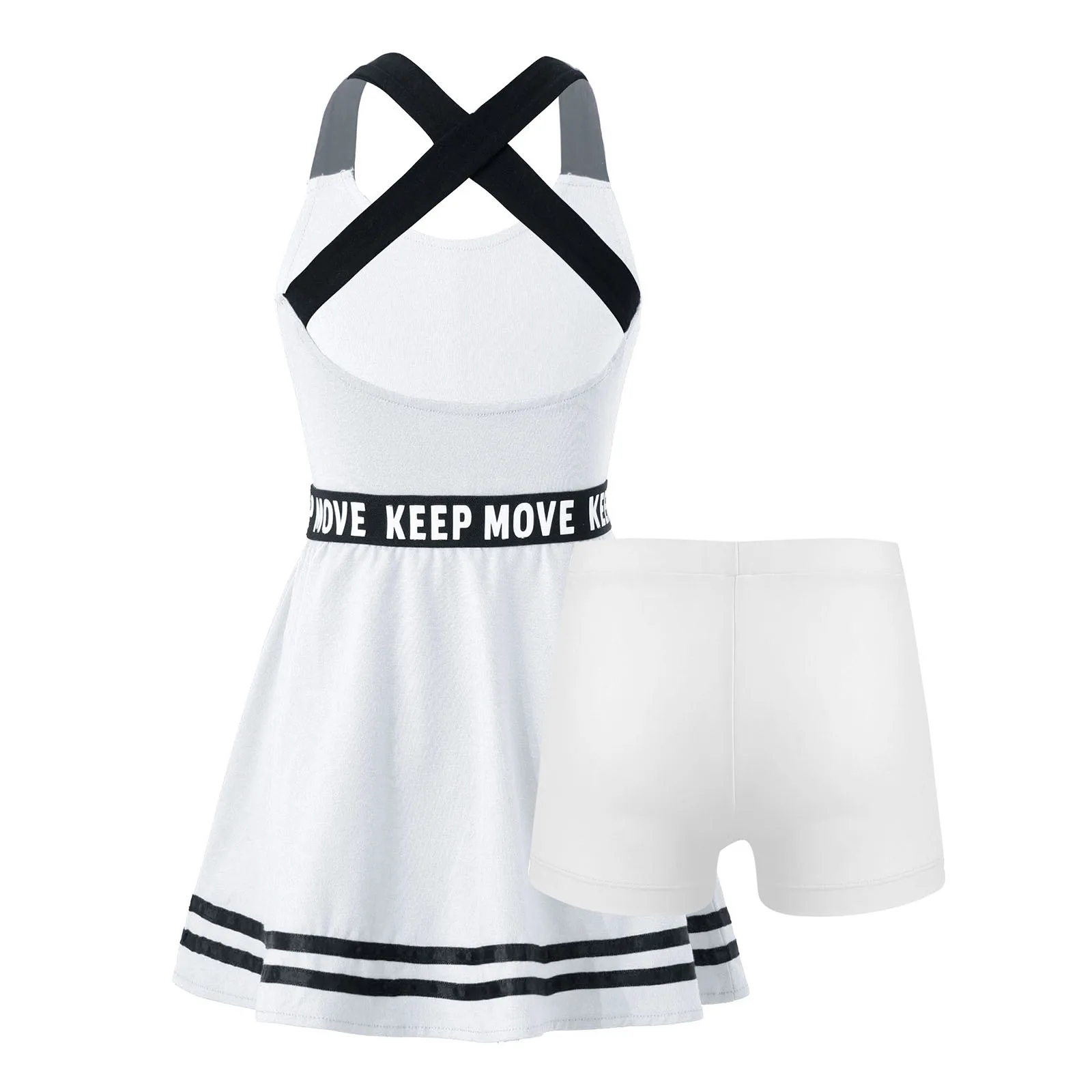 Summer Toddler Sportswear Kids Girls Tennis Dresses Casual A-line Mini Dress Sleeveless Open Back Gym Sports Dress with Shorts