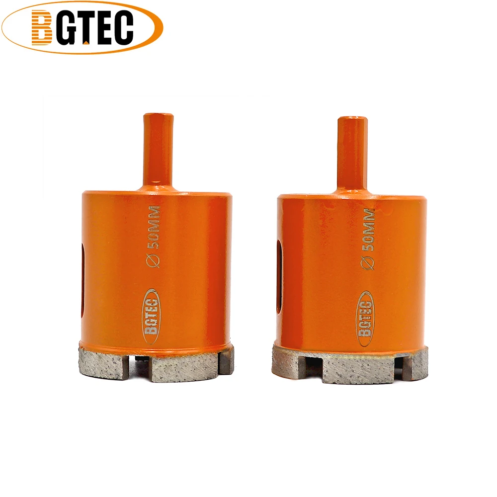 BGTEC 2pcs Diameter 50mm Diamond Welded Drilling Core Bits (Wet) M14 thread for drilling granite and marbel hole saw