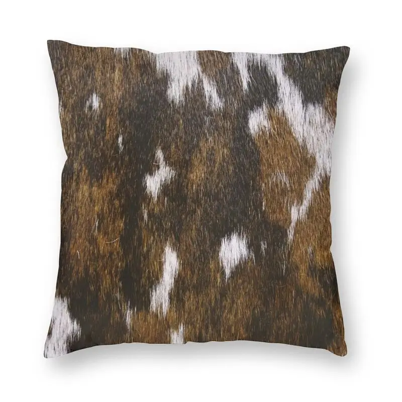 Cowhide Tan Animal Print Cushion Covers Sofa Decoration Animal Hide Fur Texture Square Pillow Case 45x45cm