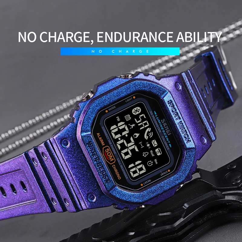 SKMEI Smart Watches Men Bluetooth Sport Digital Watch Pedometer Calorie Tracker Electronic Wristwatches Clock Male relogio 1629