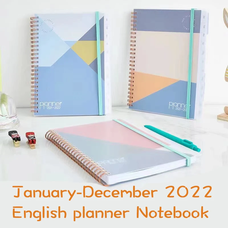 

2022 Planner English Coil Notebook Agenda Weekly Monthly Planner Office Elastic Closure Improving Your Time Management Skill