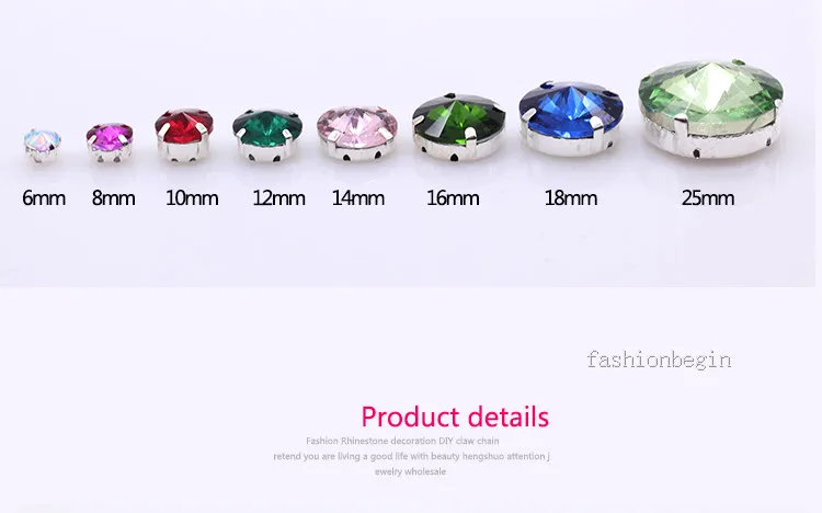 6/8/10/12/14/16/18mm  Rivoli sewing copper setting glass stones sew on round crystal rhinestones diamante montees jewels Gems