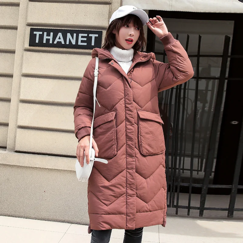 Jaket Musim Dingin Wanita Parka Mantel Panjang Wanita Parka Korea Jaket Wanita Berkerudung Abrigos Mujer Invierno 2020 8906 YY1491