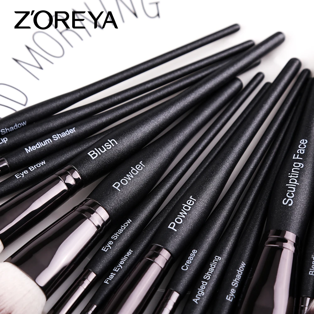 ZOREYA Black Makeup Brushes Set Eyebrow Eyelash Powder Synthetic Foundation Brushes Make Up Brushes Cosmetics Beauty maquillaje