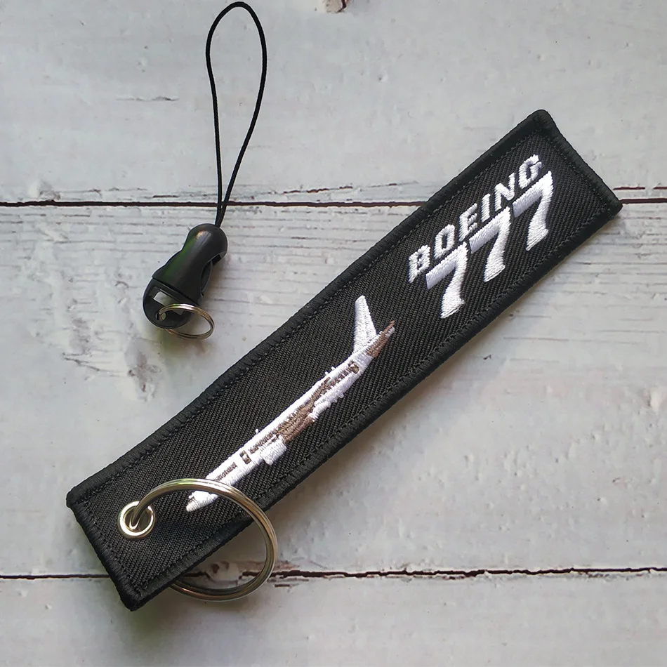 

1 Set Black Boeing 777 Plane Bracelet Phone Strap Embroidery Keys ID Card Gym Straps USB Badge Holder for Aviator Christmas Gift