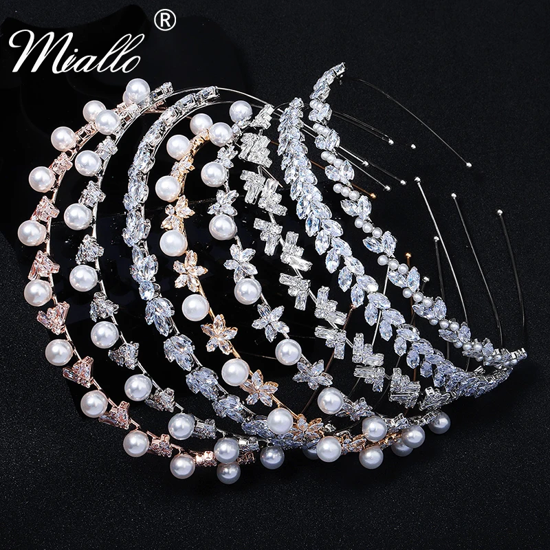 Miallo Luxury Cubic Zircon Hair Hoop Headbands for Women Hair Accessories Wedding Bridal Crown Hair Jewelry Party Headpiece Gift