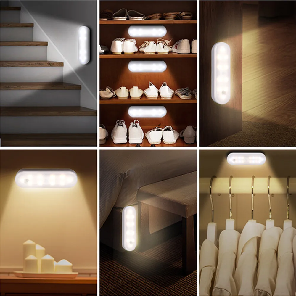 Motion Sensor Light USB Rechargeable Wireless LED Night Lamp Touch Dimming Closet Light Wardrobe Smart Lamp for Kitchen Cabinet