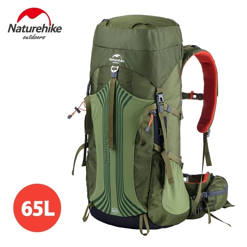 NatureHike 65L Rucksack Outdoor Hiking Backpack Nylon Waterproof Travel Backpack Aluminium Alloy External Frame Sports Backpack