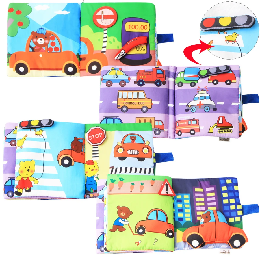 Educational Baby Toys Infant Kids Early Development Cloth Books Vehicle Animals Learning Unfolding Activity Books Gift DS19