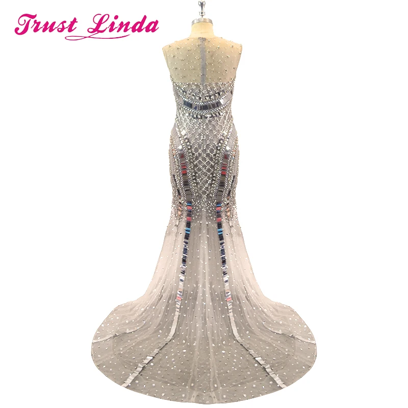 Luxury Mermaid Evening Dress 2022 Beaded Rhinestone Formal Ball Dress Supports Customized