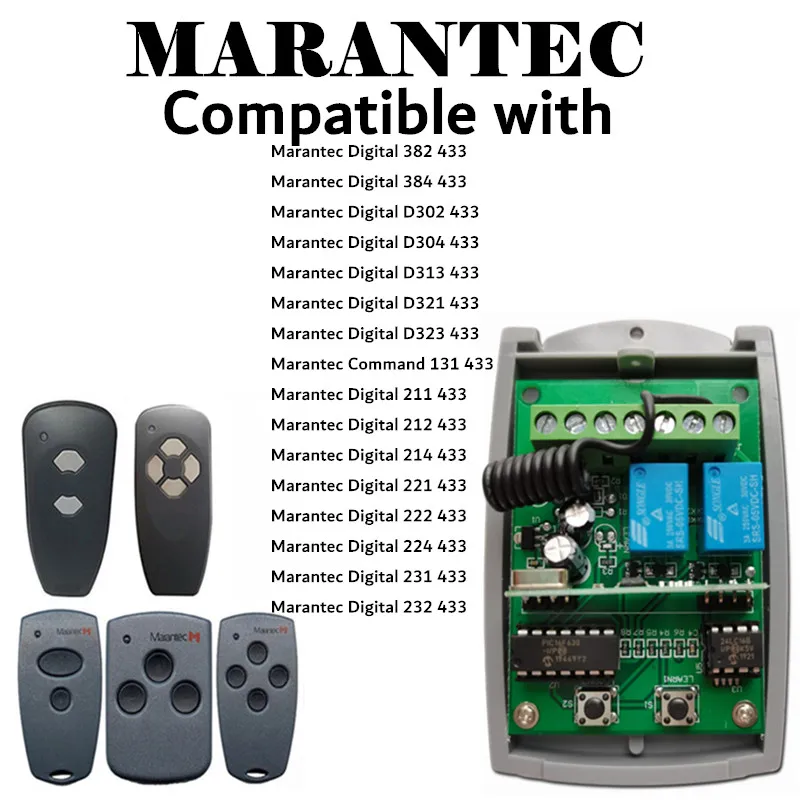 MARANTEC Digitale 211,212,214,221,222,224,231,232 ersatz 433mhz Fernbedienung empfänger fest code