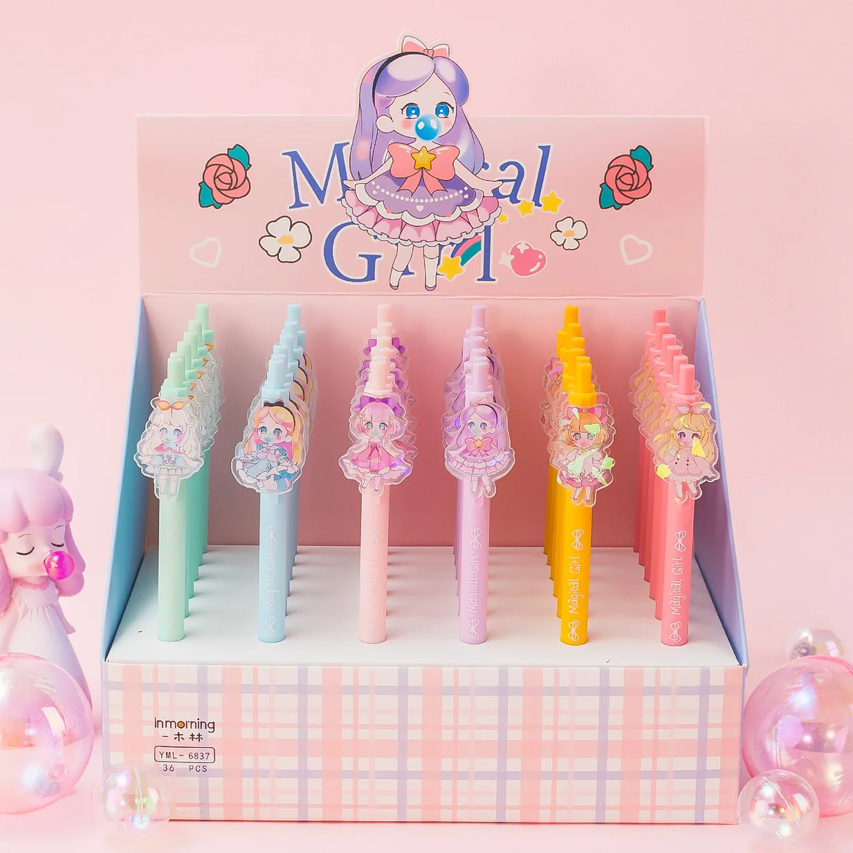 

36 pcs/lot Kawaii Princess Press Gel Pen Cute 0.5mm Black ink Signature Pens Promotional Gift Stationery School Supplies