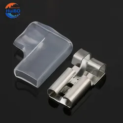 100Sets(200pcs) 6.3 Plug-in Flag Welding Terminals L Shape 6.3mm 4.8mm Copper Male Crimp Terminals for 0.3-1.5mm2 Cable