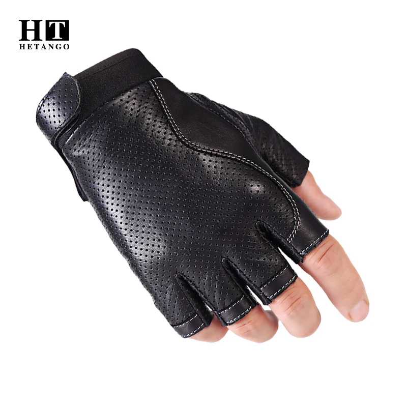 Guantes tácticos de cuero para hombre, Manoplas sin dedos de alta calidad, resistentes al desgaste, para deportes al aire libre, motocross,