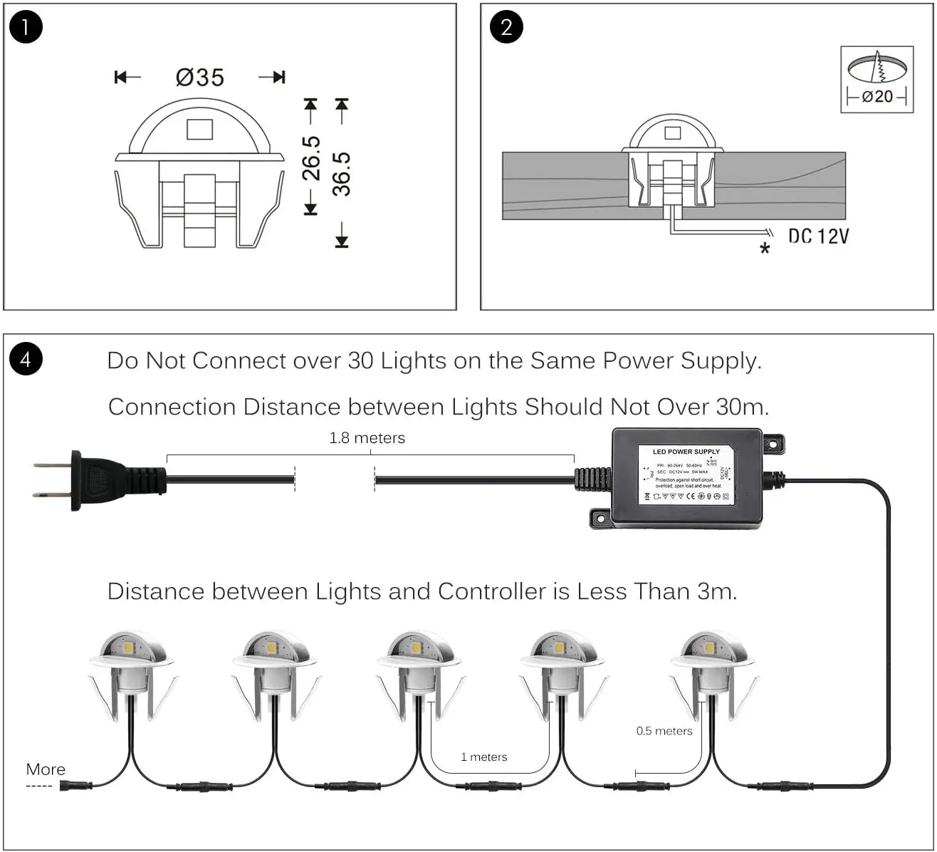 Imagem -06 - Ponto de Luz Led Impermeável para Exterior o Que é Bom para Uma Escada o Que é Bom para um Jardim um Terraço ou um Pátio um Dc12v 16 Pack