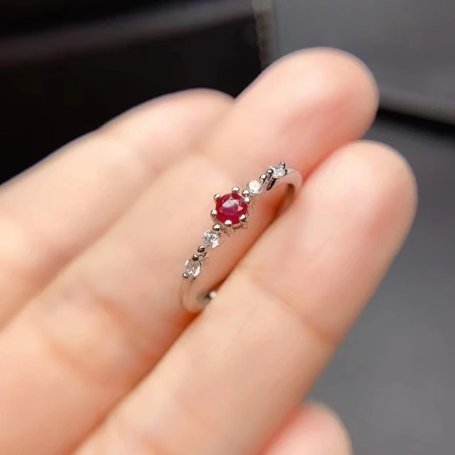 Simple Design Silver 925 Natural Ruby Luxury Jewelry Wedding Rings for Girl AliExpress