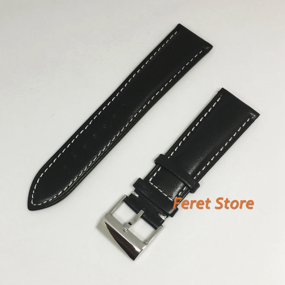 

Classic BLIGER 22MM Brown Genuine Leather Strap Stainless Steel Pin Clasp Buckle Watch Band Fit For Men's Watch