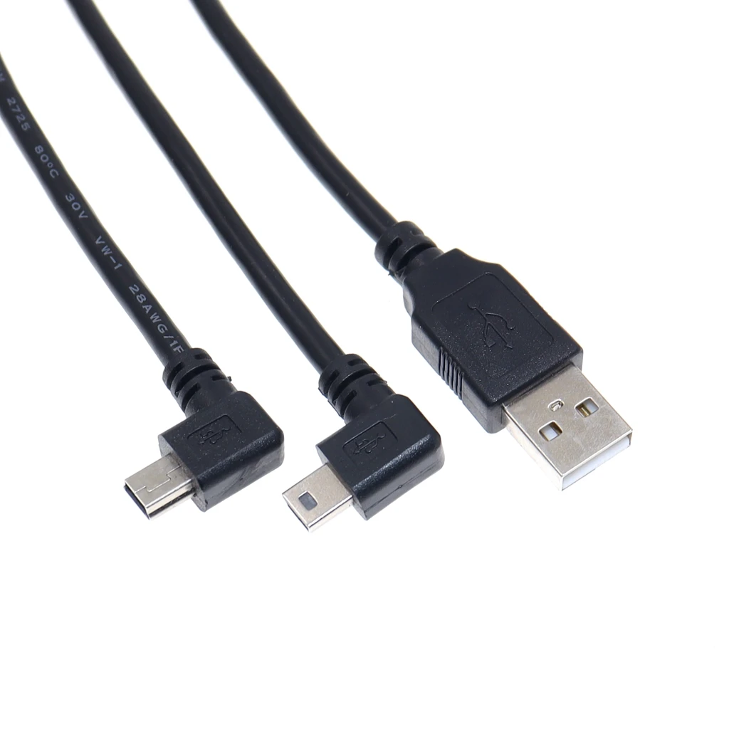 90 Degree Right & Left Angled MINI USB 5 Pin B type Male To USB 2.0 A Male Adapter Data Charging Cable USB Extension Cord