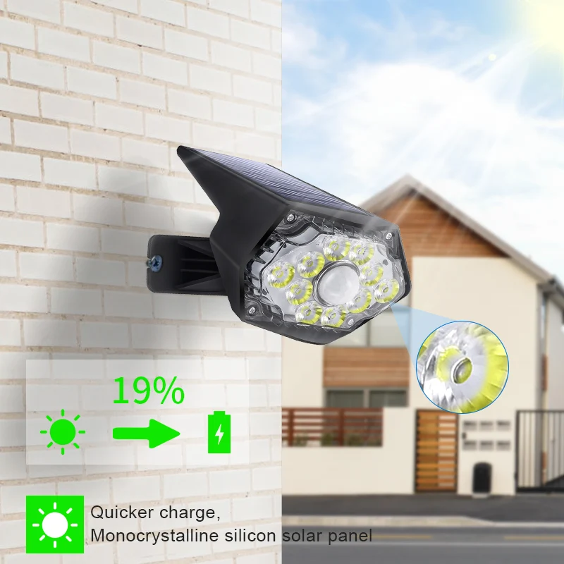 Ennoplus Outdoor Solar Lights IP65 Waterproof Adjustable Wall Lamp for Garden PIR Motion Sensor Solar Spotlight Landscape