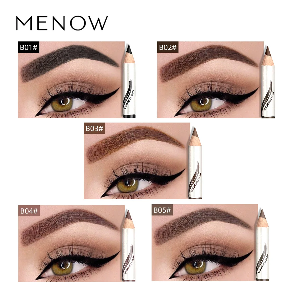 Menow Miele P135 Eyebrow Pencil Fine Eyebrow 12 Waterproof And Sweatproof Five-Color Stud Clear Wild Eyebrow