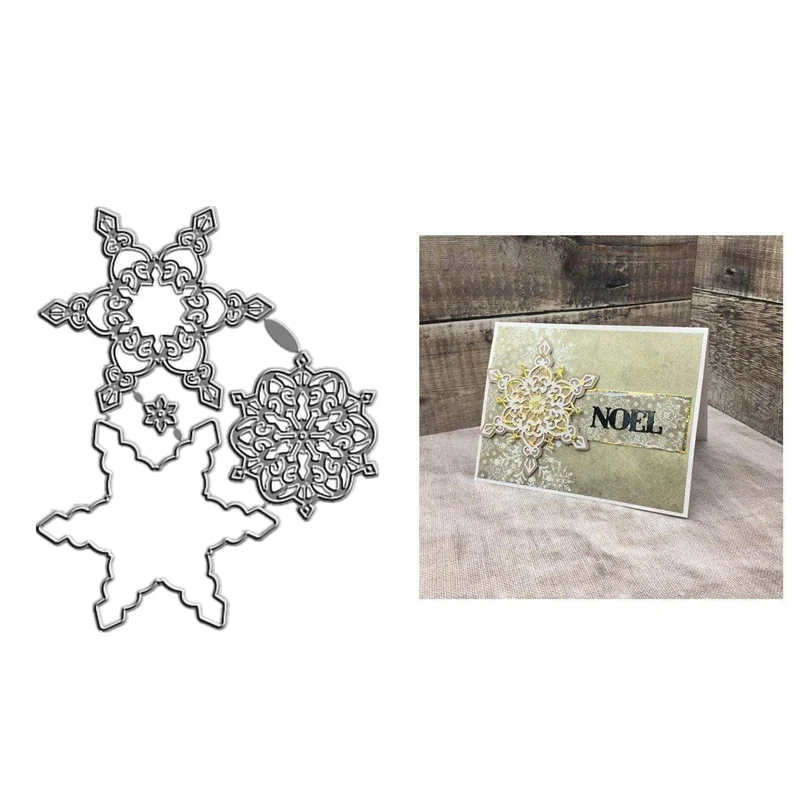 Новинка 2021, металлические штампы и скрапбукинг для изготовления бумаги, тройной многослойный штамп со снежинками, тиснение, рамка для карт, ремесло без штампов