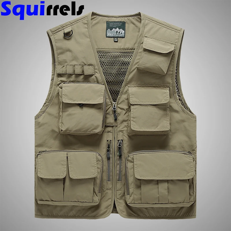 

Men's vest multi-pocket vest outdoor breathable sports waistcoat vest jacket Work clothes men clothing Man outfit