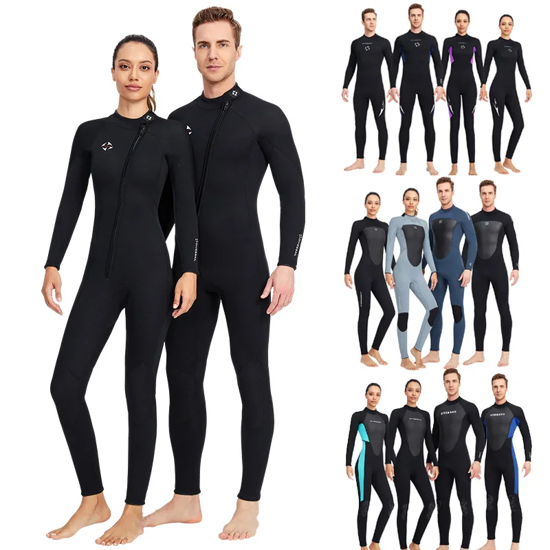 3mm Neoprene Full Scuba Diving Suits for Men and Women, Surfing Wetsuits, Swimming Keep Warm, Long Sleeve, Front Zip,