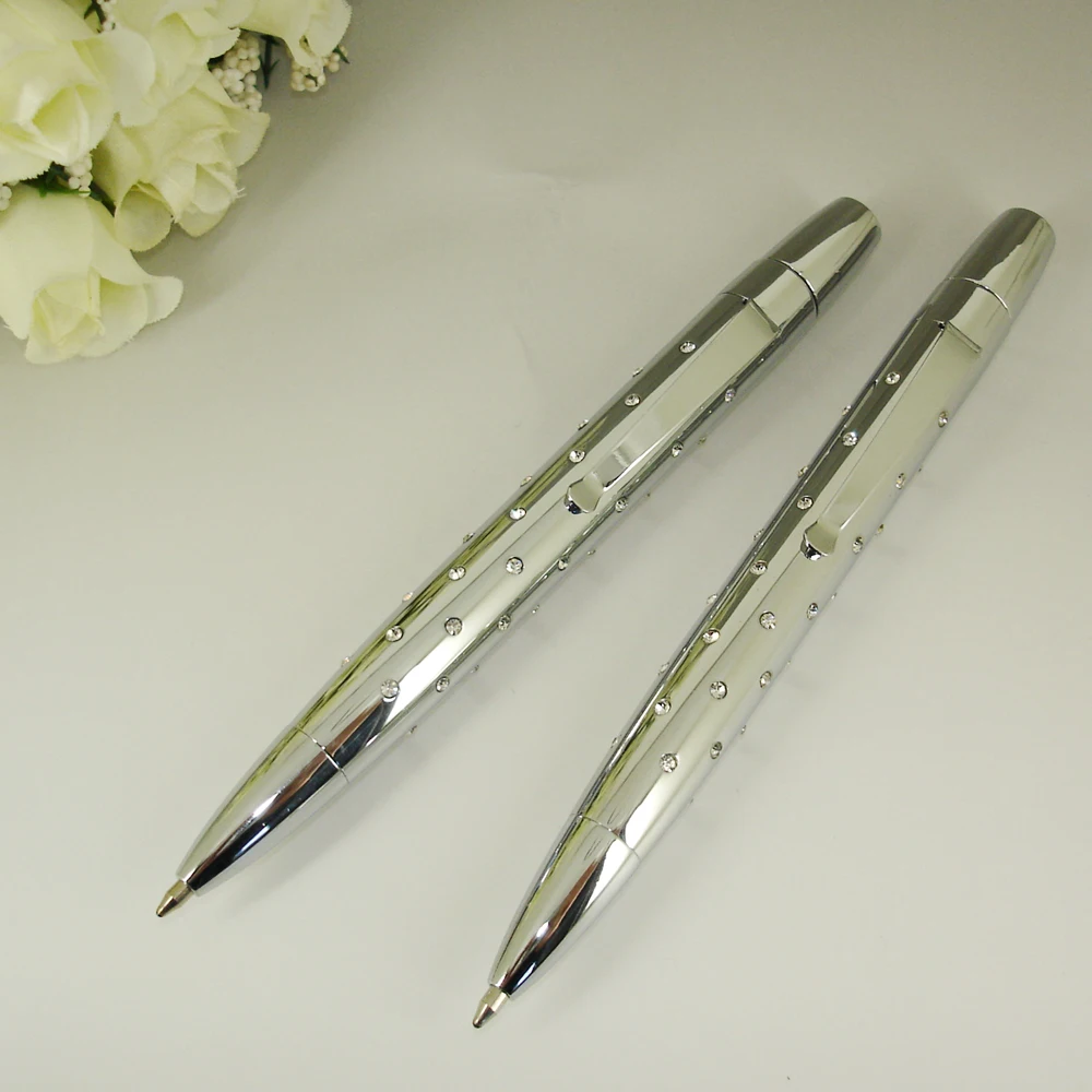 

ACMECN Unique Design Chic Ballpoint Pen with 45pcs Bling Crystal Silver Fashion Ball Pen Gifts for Women 42g Metal Heavy Pens