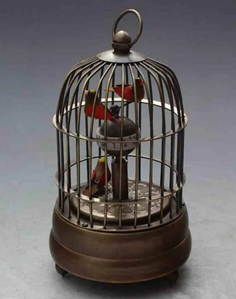 

Archaize Rare brass bird cage Mechanical Table Clock Alarm Clock