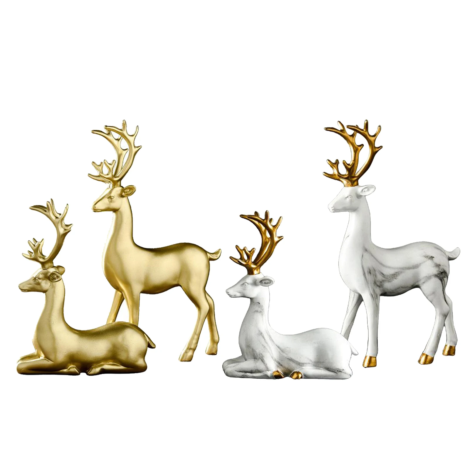 2Pcs/Lot Resin Sculpture Elk Deer Statue Tabletop Ornaments Housewarming Gifts Abstract Lucky Deer Ornament Home Room Decoration