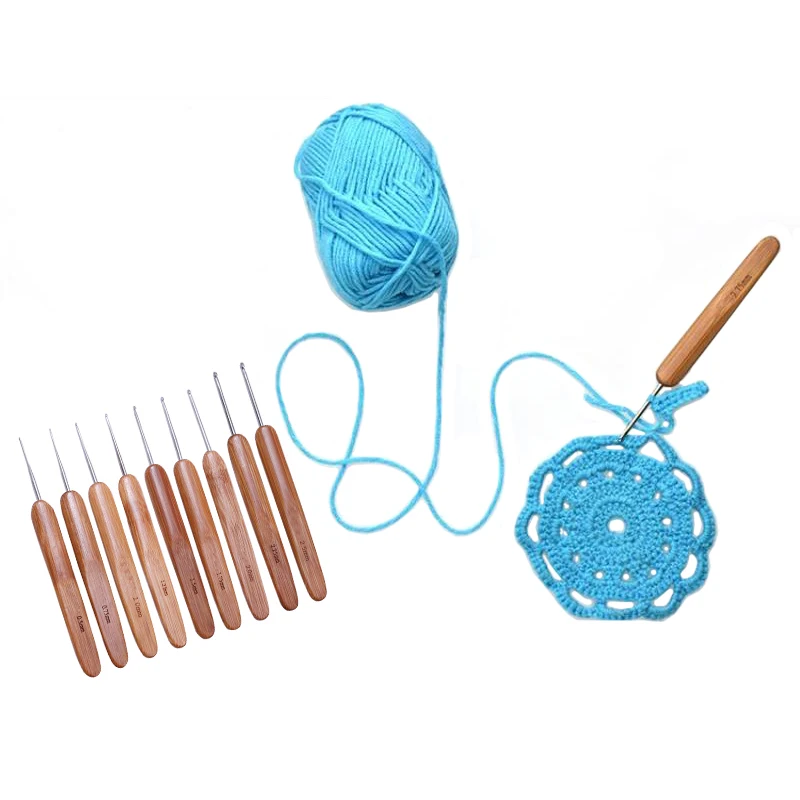 LMDZ 10pcs/Set 0.5mm-2.75mm Bamboo Knitting Needles Set Small Lace Knitting Hooks Set DIY Crochet Hooks Needles For Yarn Handle