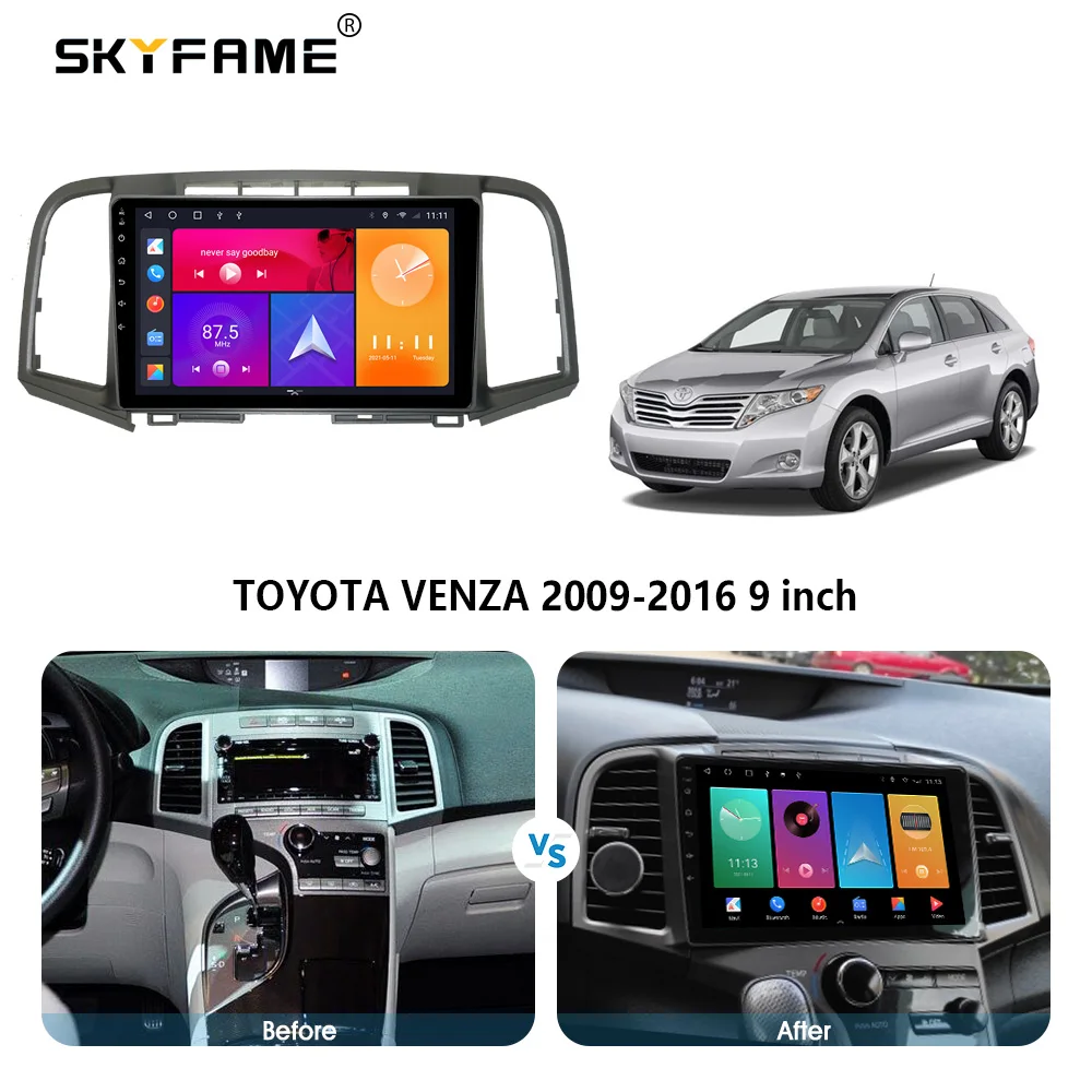 SKYFAME Adaptador de estrutura de fáscia para carro Kit de painel de montagem de rádio Android para Toyota Venza AV10