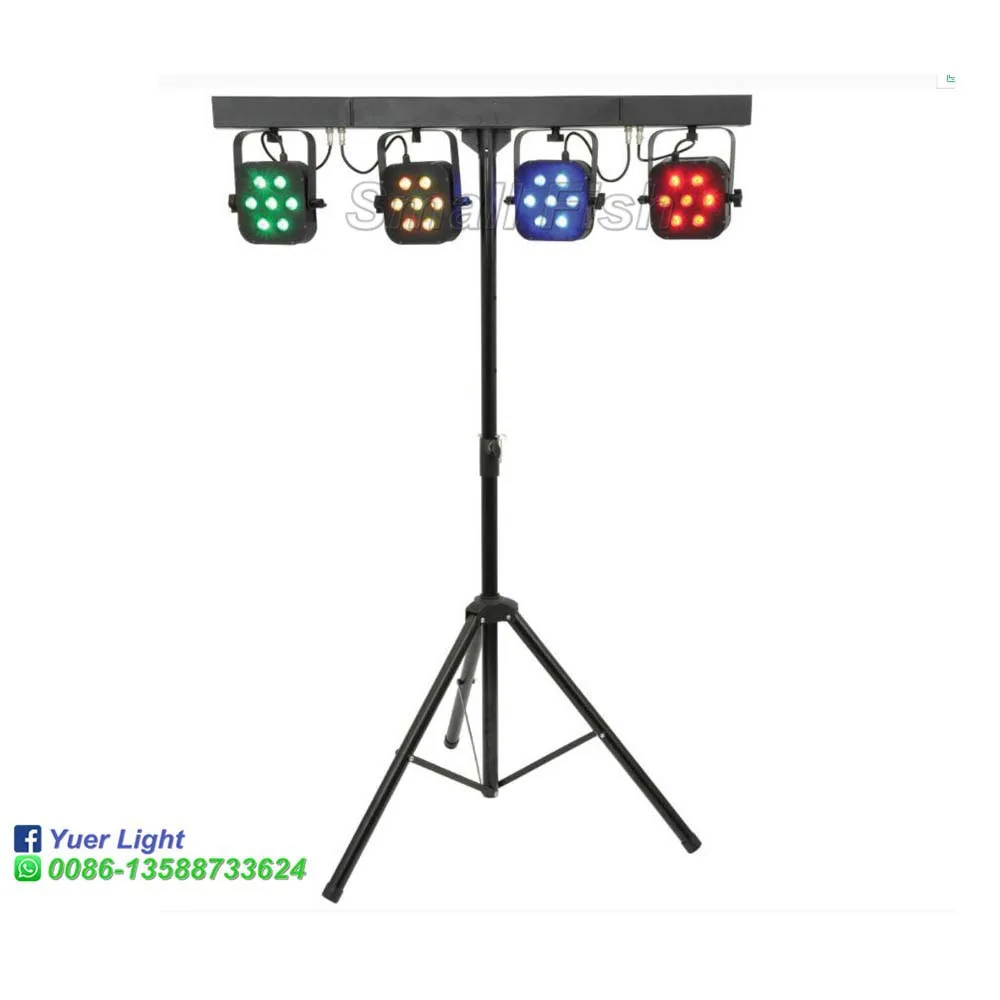 LED Par Kits 7X10W RGBW 4IN1 LED Flat Par Light With Light Stand And Foot Controller Dj Equipments For Stage Light Party Wedding