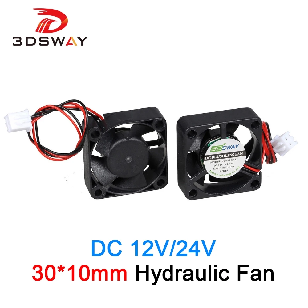 3DSWAY 3D Printer Parts DC 12V/24V Hydraulic Cooling Fan 30*10mm 3010 With XH2.54-2P Wires Radiator Fan Brushless Accessories