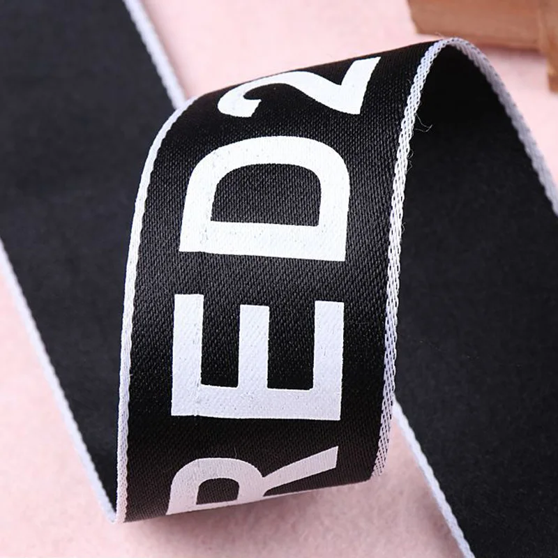 20Yard 4CM Ribbon Handmade Design Printed Letter Text Ribbons For Clothing Backpack Hat Dress Decoration Sewing FabricTrim