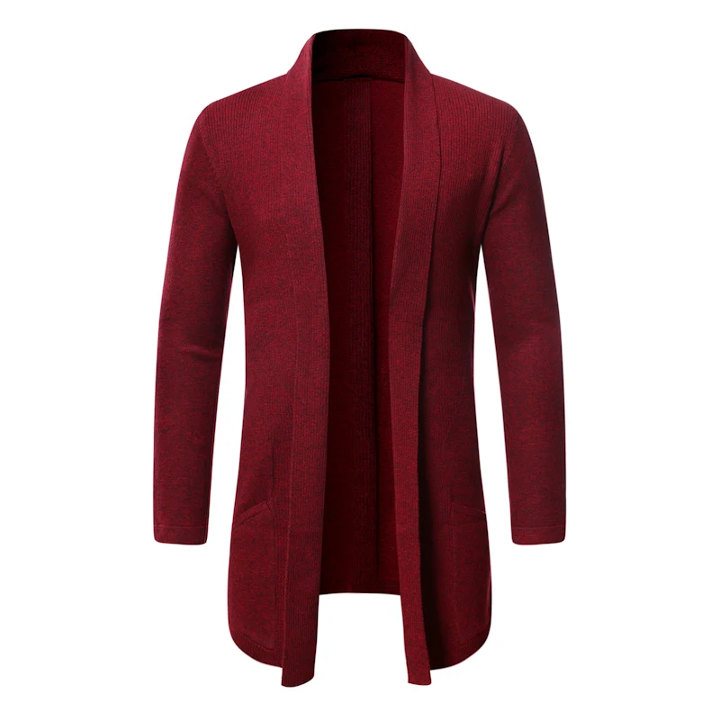 

Men X-long Knit Sweater Coats Solid Color Knitted Sweater Plus Size