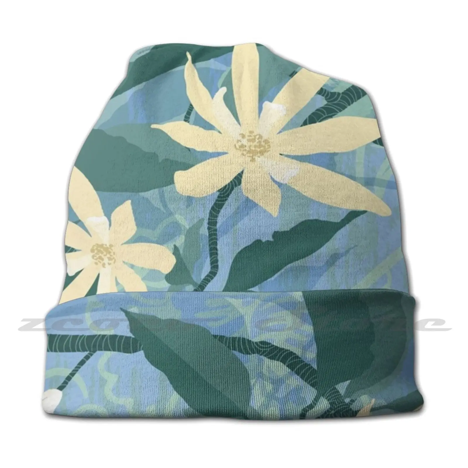 Cempaka Tree And Flowers03 Adult Kids Knit Hat Hedging Cap Outdoor Sports Breathable Magnolia Champaka Flowers Nature Green