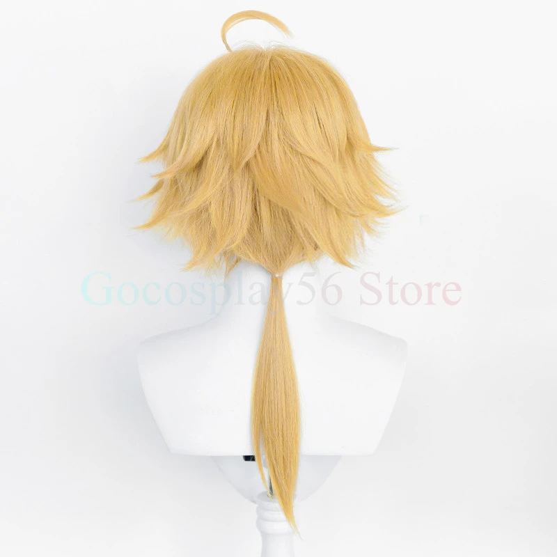 Cosplay Thoma Perücke Pferdes chwanz kurz blond Gold hitze beständiges Haar Halloween Tohma Rollenspiel