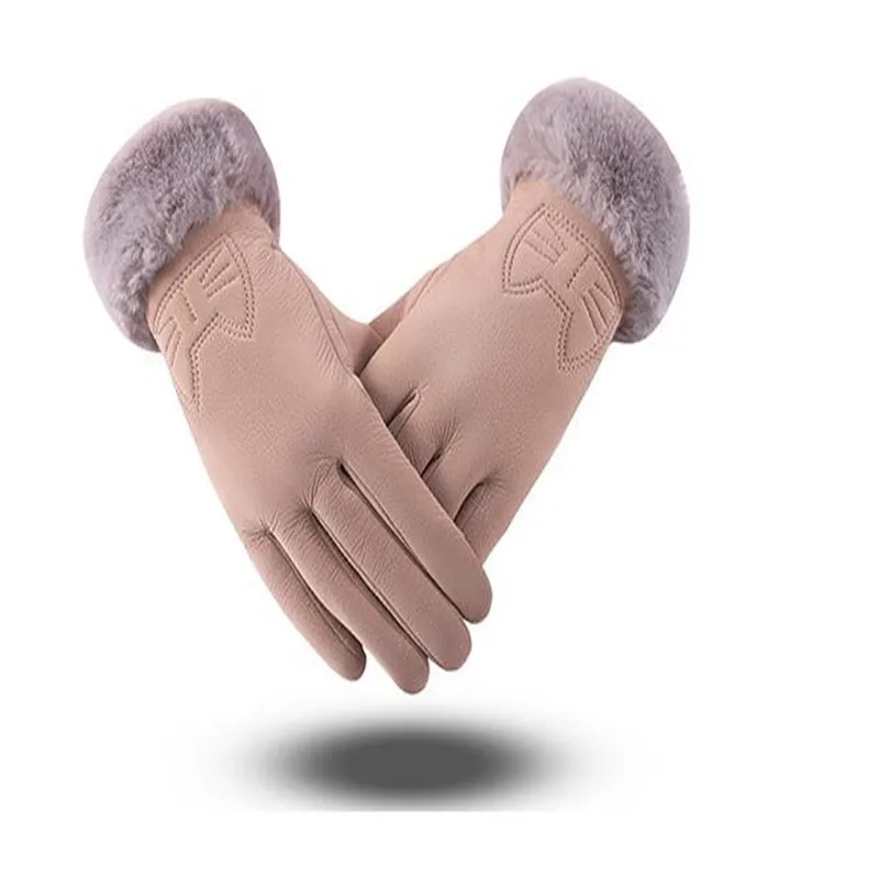 Winter new lady mouth breathing, skin and fine hair thickening cute cat warm gloves embroidery refers to all students   ST-808