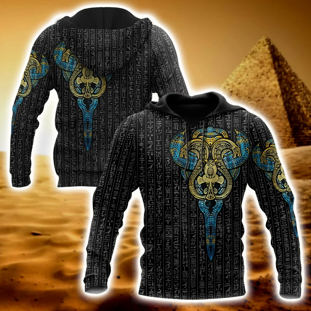 Egyptian Gods Ancient Uraeus Tattoo 3D Unisex Deluxe Hoodie Men Sweatshirt Streetwear Zip Pullover Casual Jacket Tracksuit-512